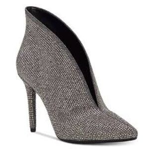 Jessica Simpson Lasnia gray silver glitter crystal rhinestone ankle bootie 9.5